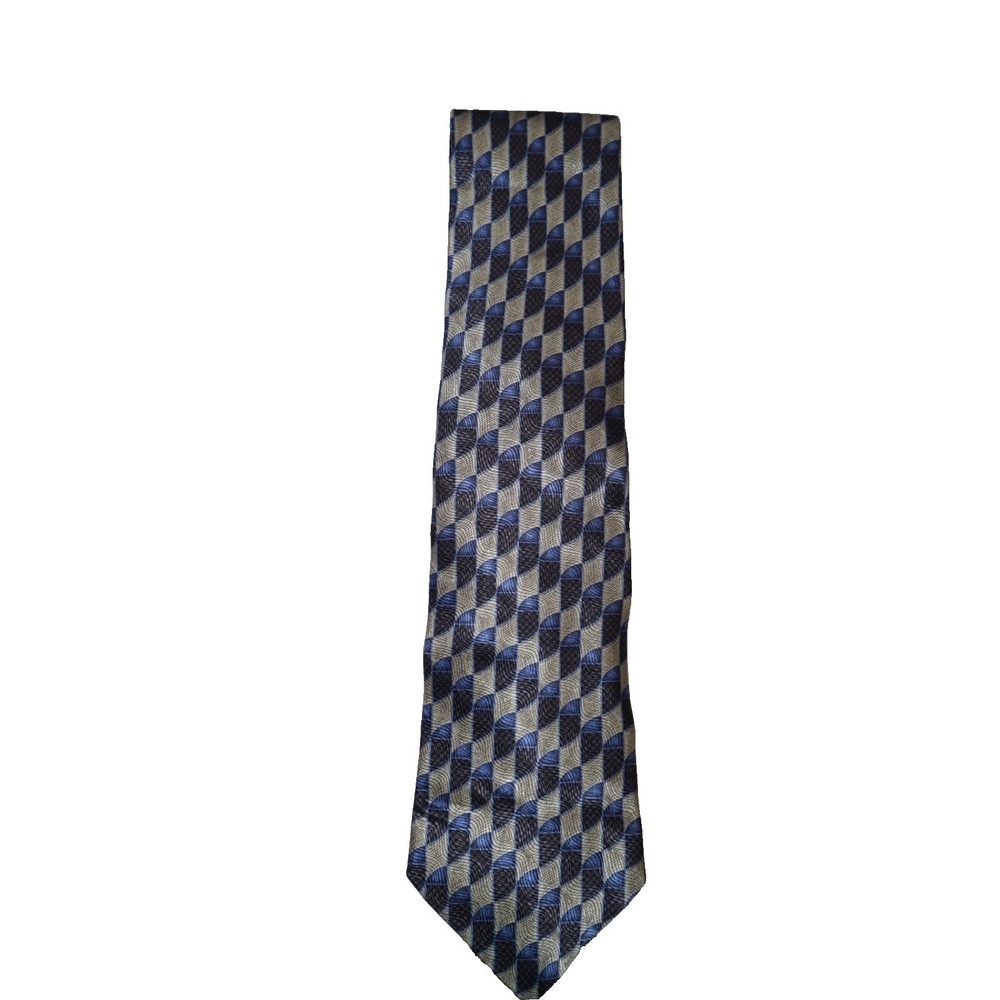 Louis & Roth Silk Tie Blue Geometric Pattern‎ Made In Italy
